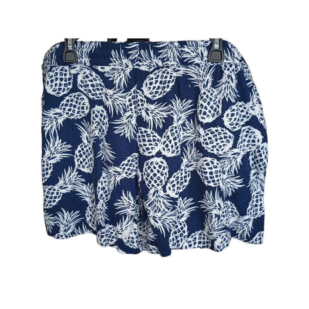 St. John's Bay Women's Short Elastic Mid rise adjustable Pineapple Navy size XL